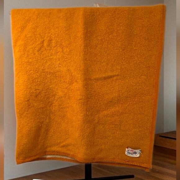AaBe (Adolph van den Bergh) Other - Vintage AaBe Dutch 100% Pure Virgin Wool Blanket - Sunset Orange - MCM 1960-1970